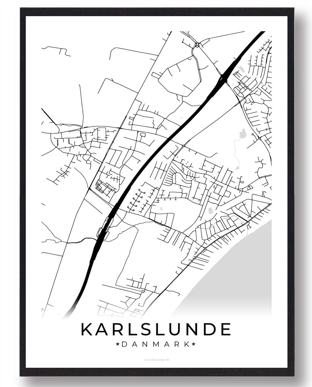 Karlslunde By Plakat - Hvid til Fantastisk Pris!