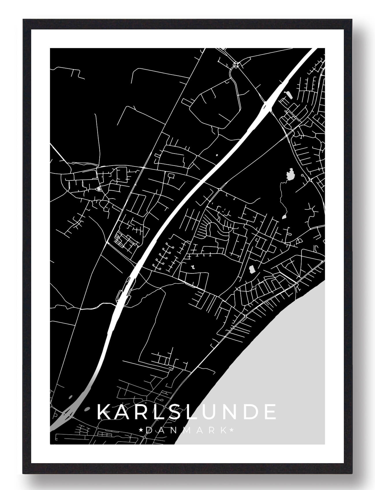 Karlslunde By Plakat - Elegant Sort Design