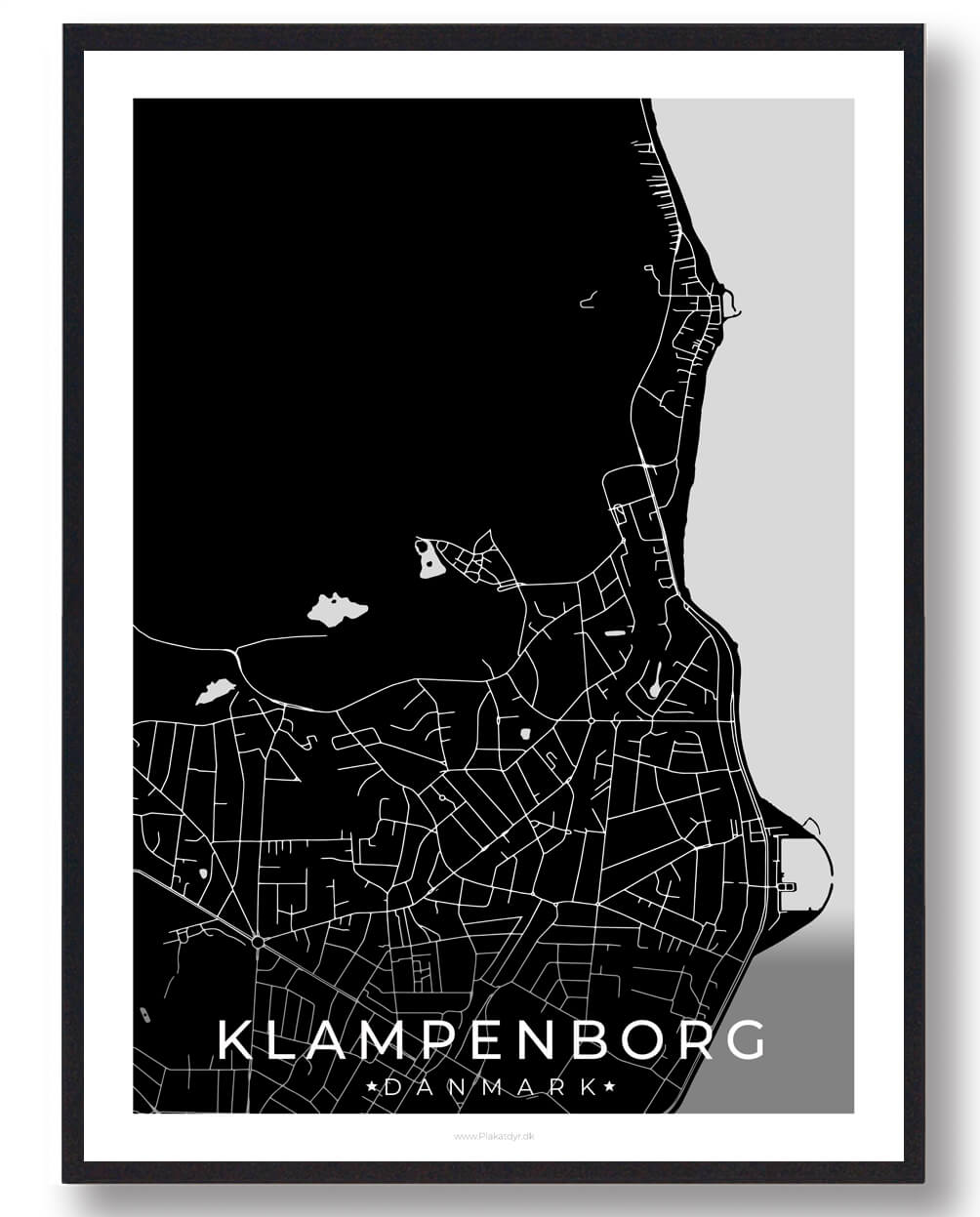 Klampenborg By Plakat - Sort Design til Dit Hjem