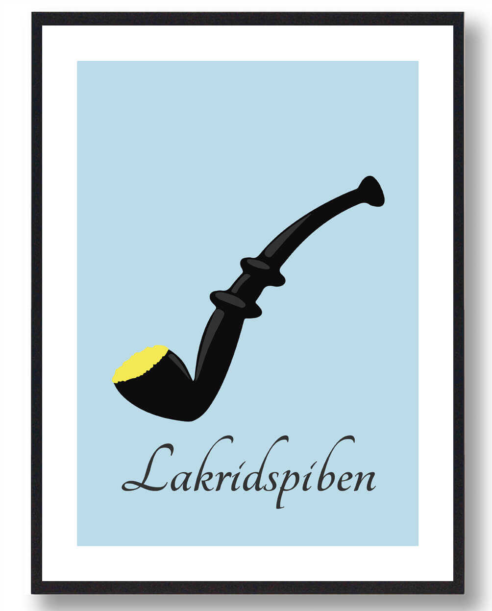 Lakridspibeplakat i Blå og Gul – Slik Plakat til Væggen