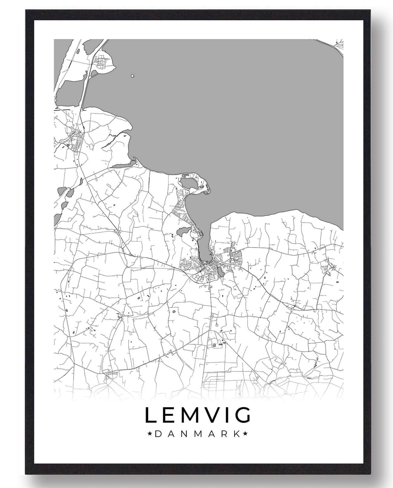 Lemvig By Plakat - Hvid til Fantastisk Pris!