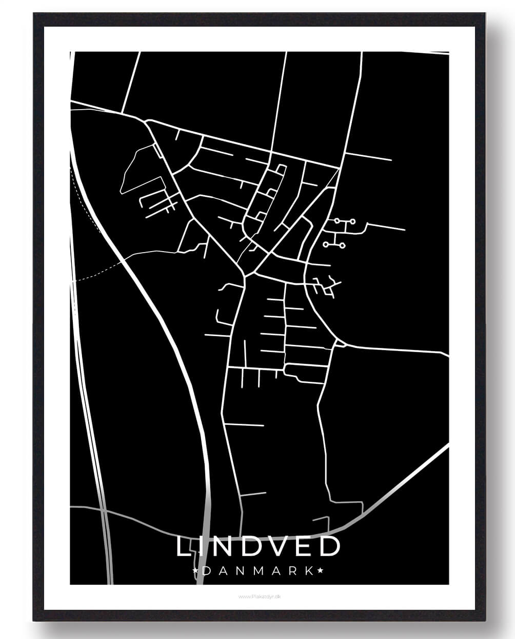 Lindved By Plakat - Sort til Midtjylland