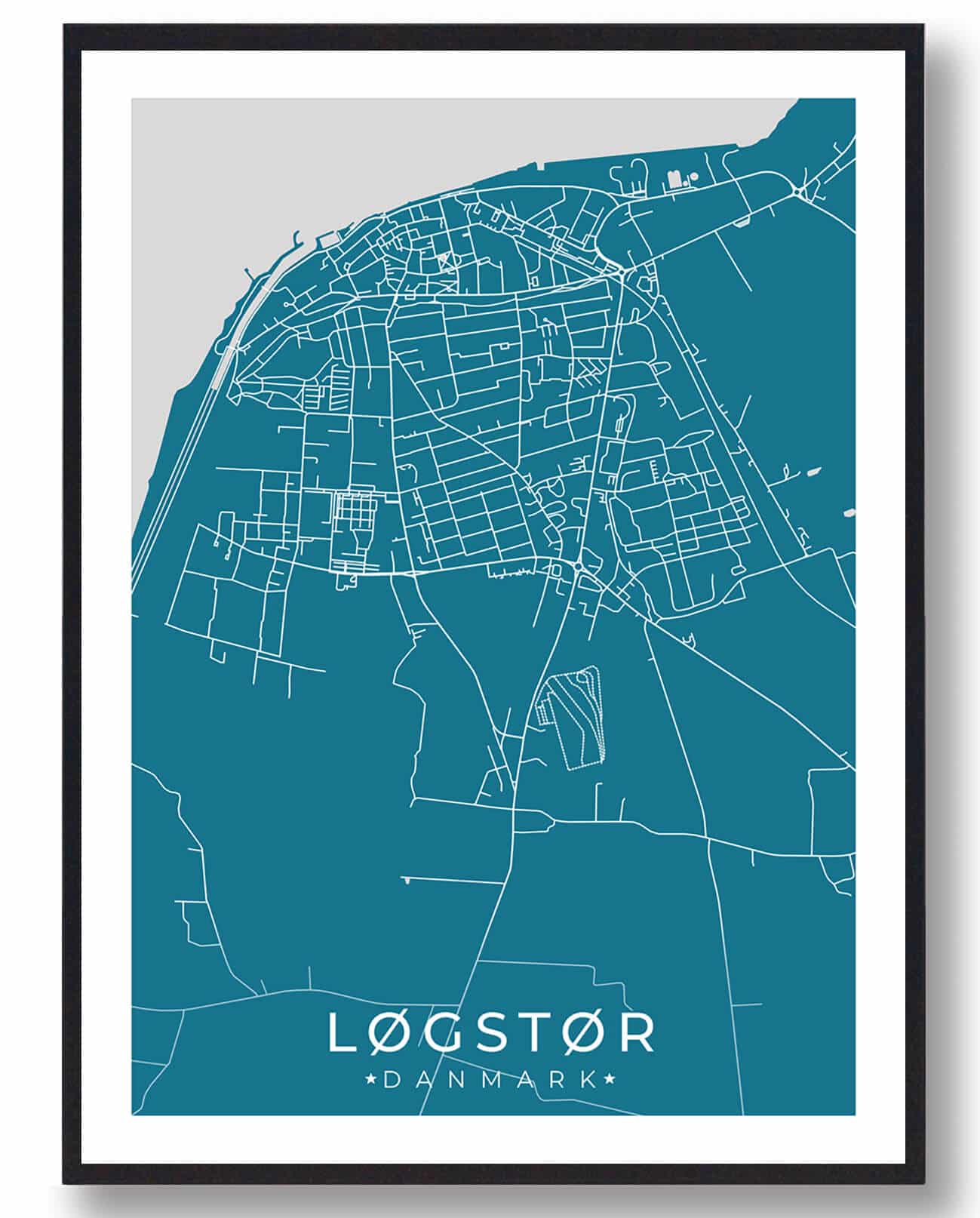 Løgstør By Plakat Blå