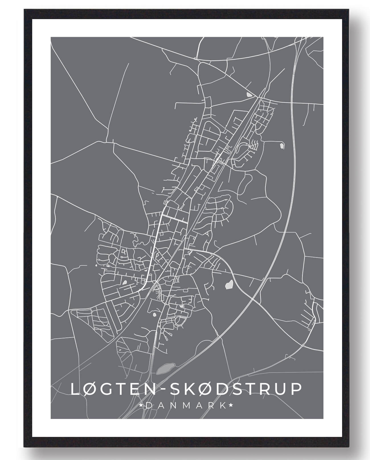 Løgten Skødstrup Plakat - Grå til Fantastisk Tilbud!