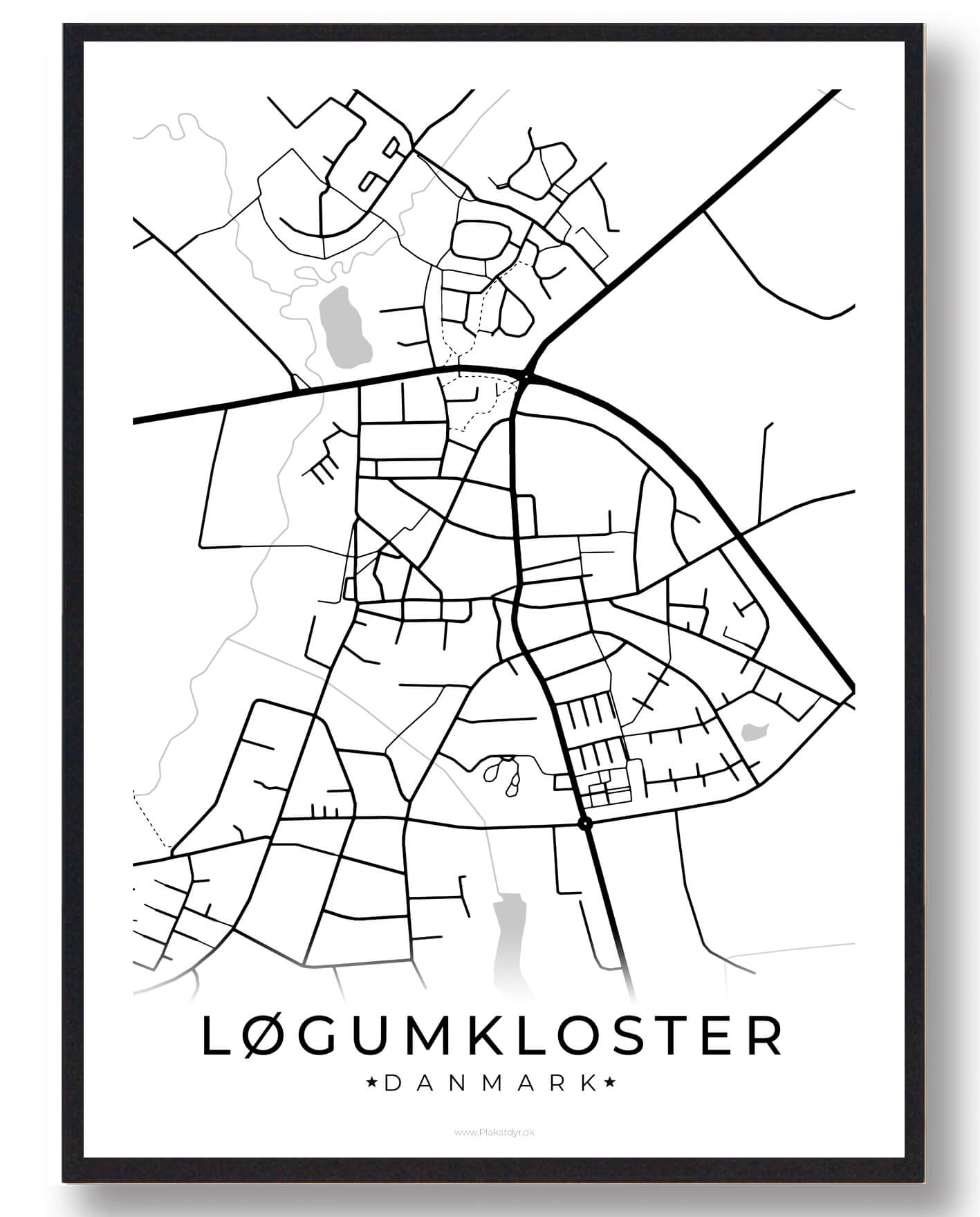 Løgumkloster By Plakat - Hvid til Dit Hjem