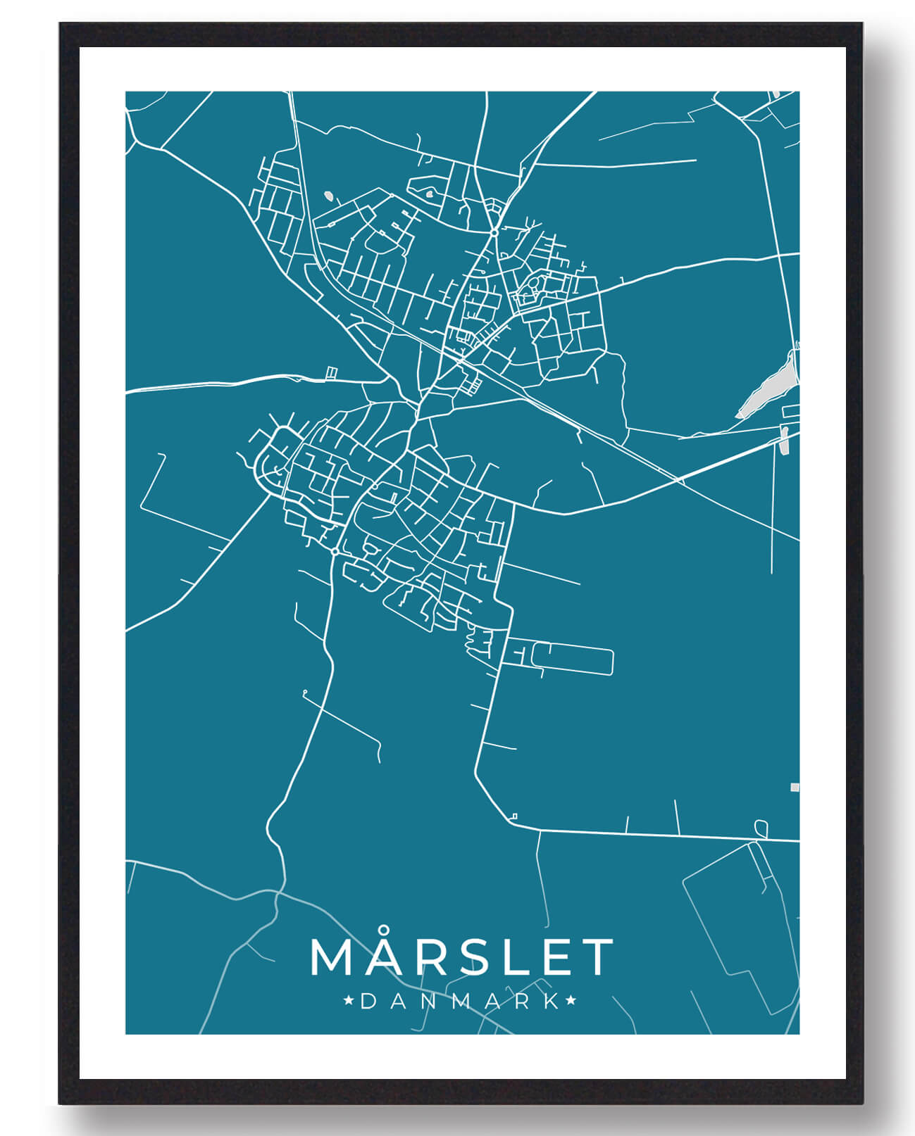 Mårslet By Plakat - Blå Kort til Boligindretning