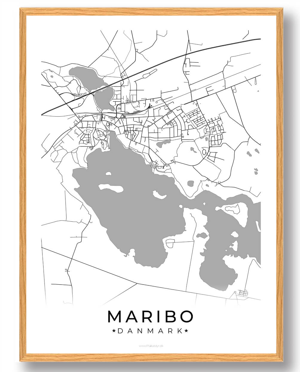 Maribo By Plakat - Hvid til Fantastisk Pris!