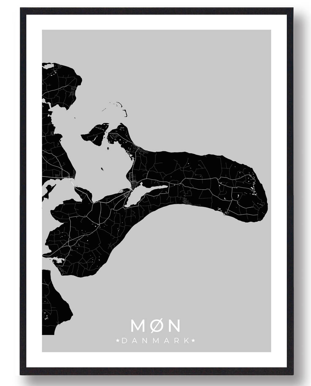 Møn Plakat i Sort – En Skønhed til Møn-elskere!