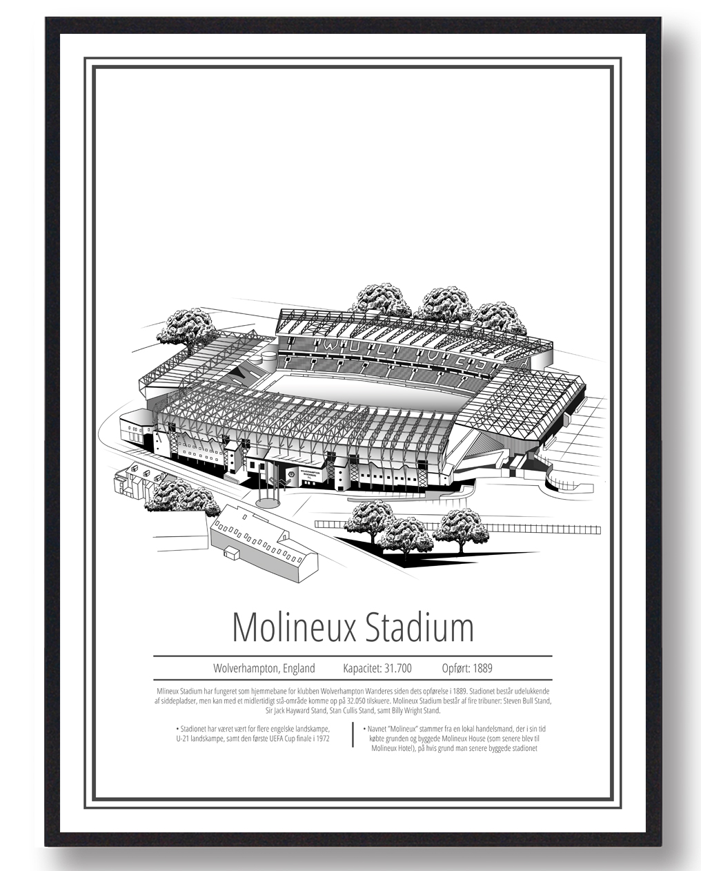 Molineux Stadion Plakat – Fodboldkunst til Wolverhampton Fans