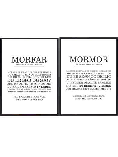 Mormor og Morfar Plakatsæt – Sød Gave til Bedsteforældre