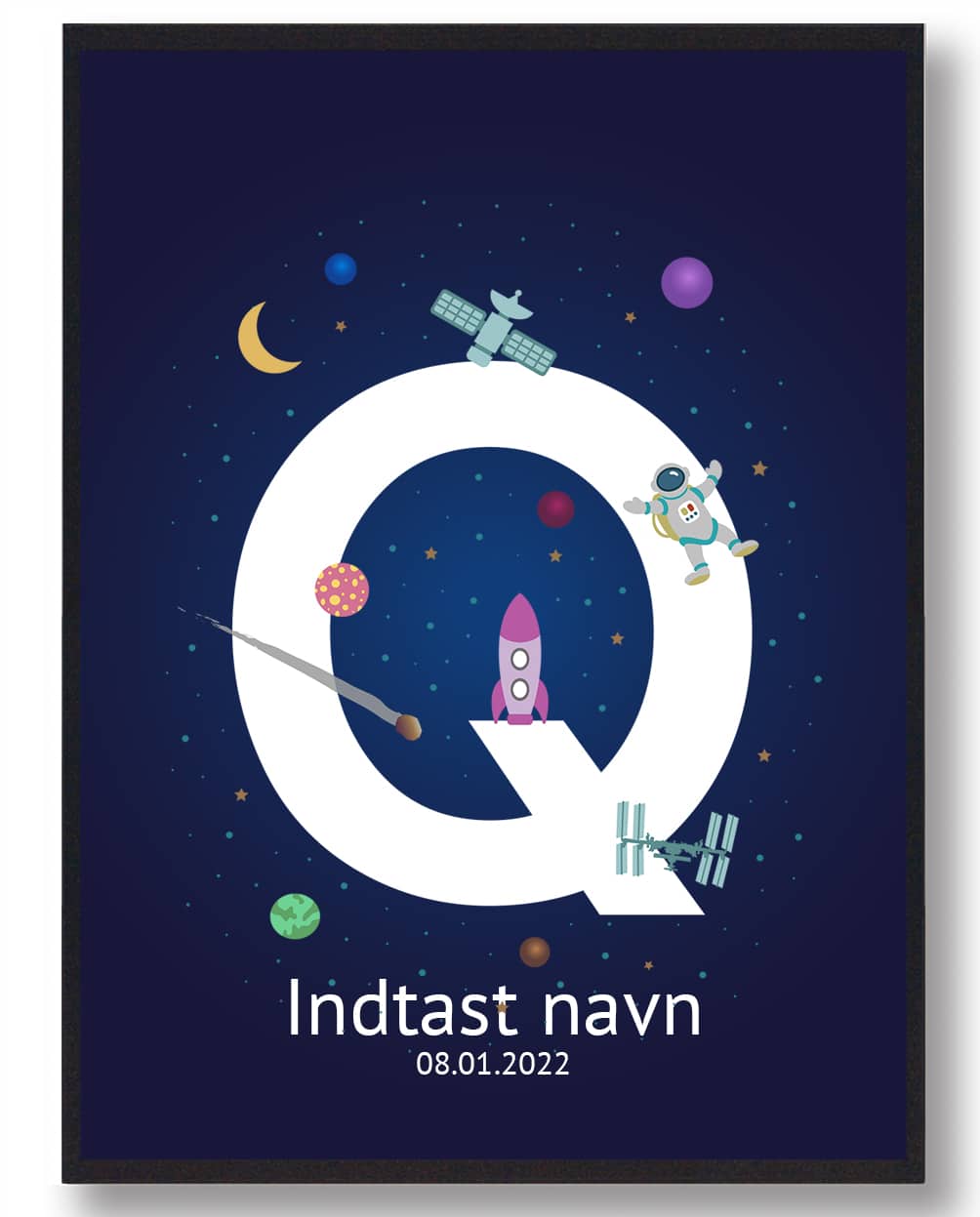 Navneplakat med Rummet - Læring og Astronomi