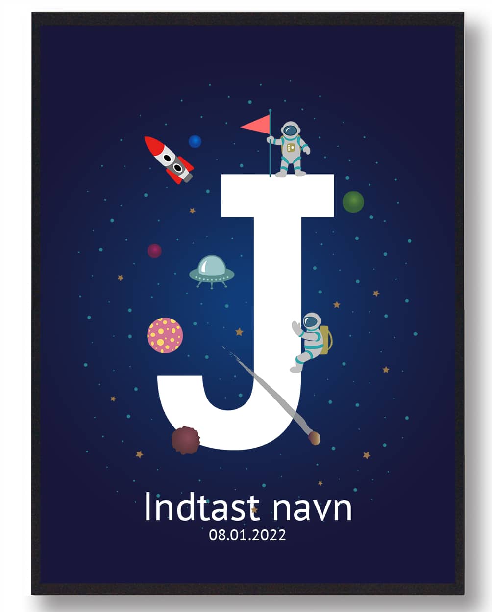 Navneplakat med Rummet - Fantastisk Børneindretning