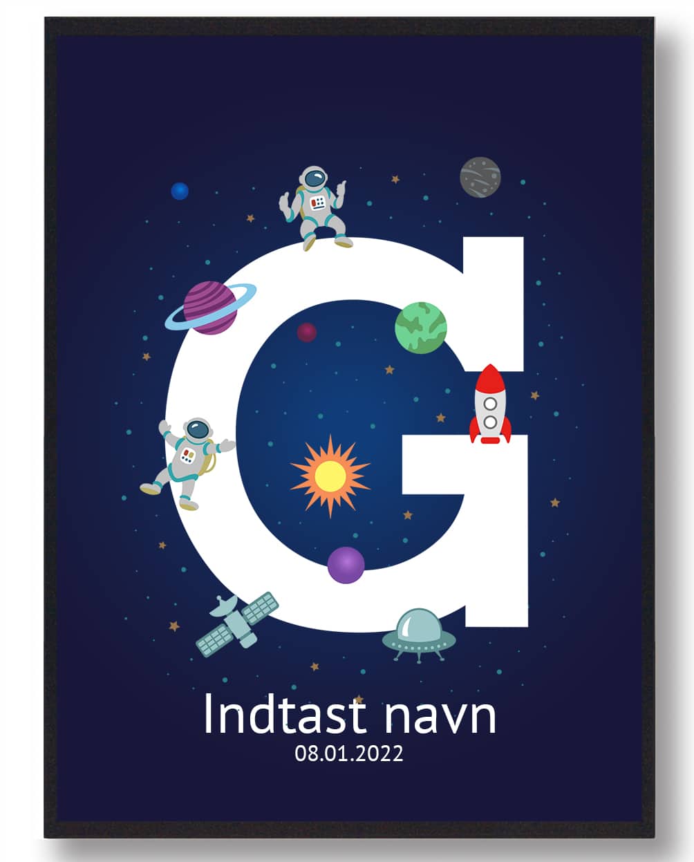 Navneplakat med Universet til Børneværelset - Udsalg!