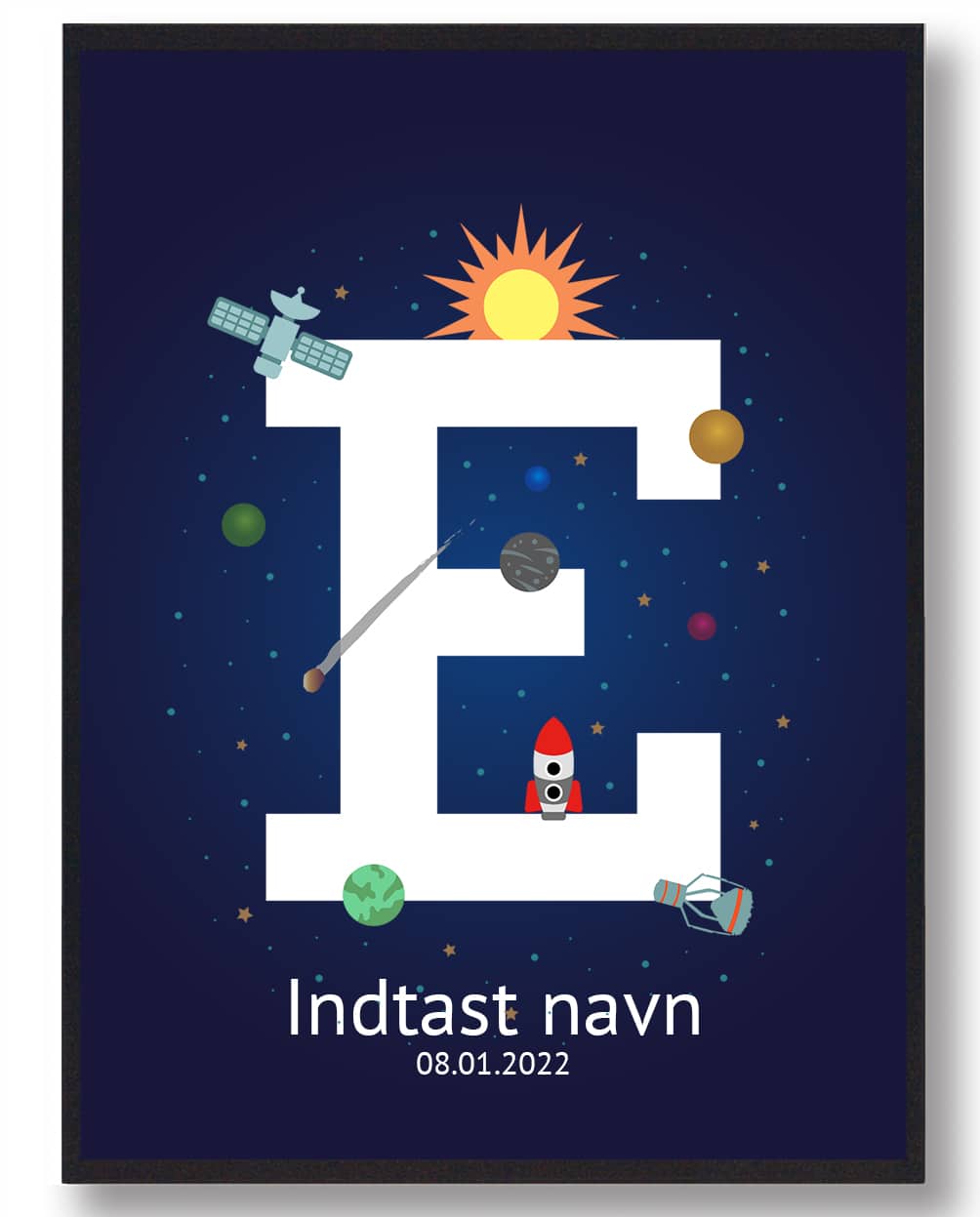 Navneplakat med Rummet - Inspirer dit barn til at drømme stort!