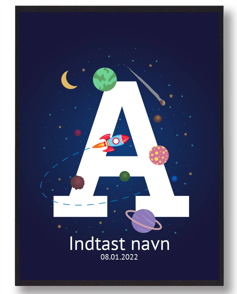 Navneplakat med Rummet - Eventyrlig Børneplakat