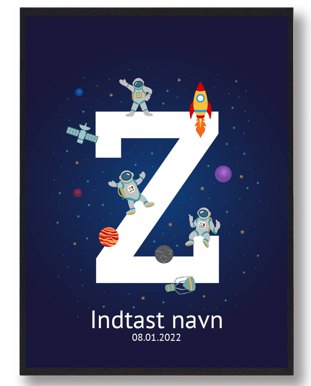 Personlig Navneplakat med Rummet til Børn - Gaveidé