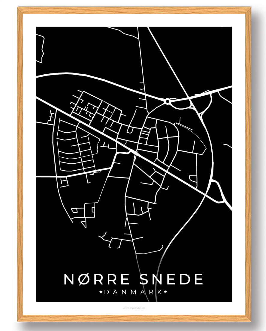 Nørre Snede Plakat - Unik Vægdekoration i Sort