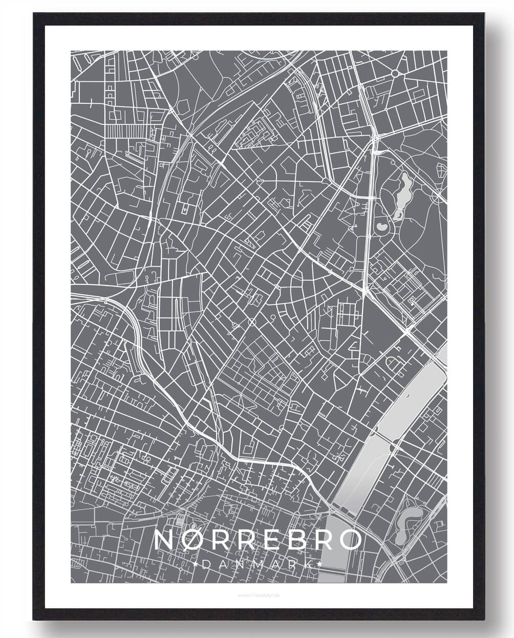 Nørrebro Plakat i Grå – Unik Vægdekoration til Dit Hjem