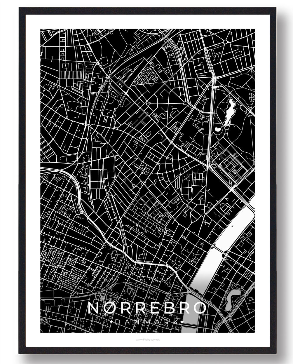 Nørrebro Plakat i Sort - Unik Boligindretning