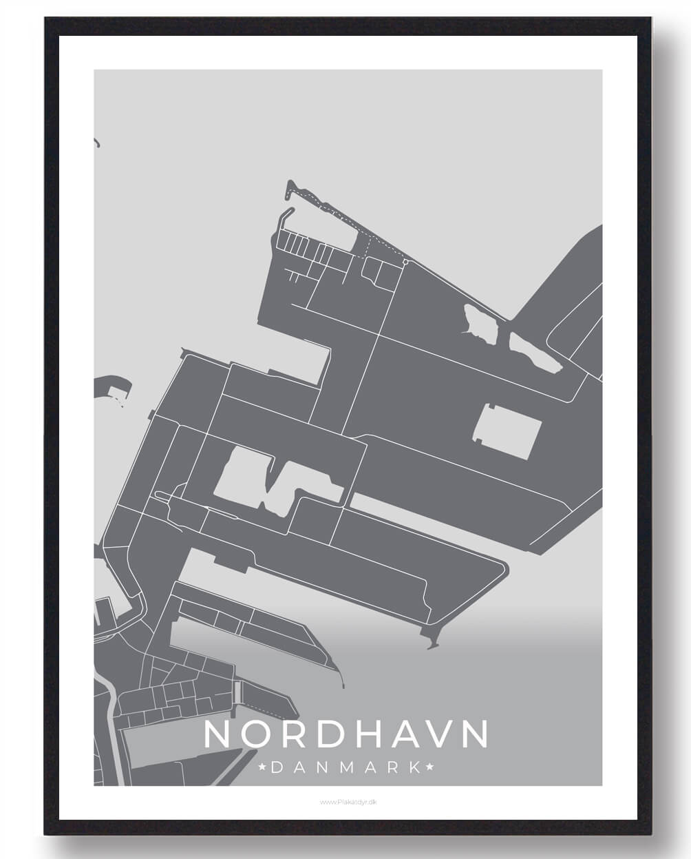 Nordhavn By Plakat i Grå - Få den nu!