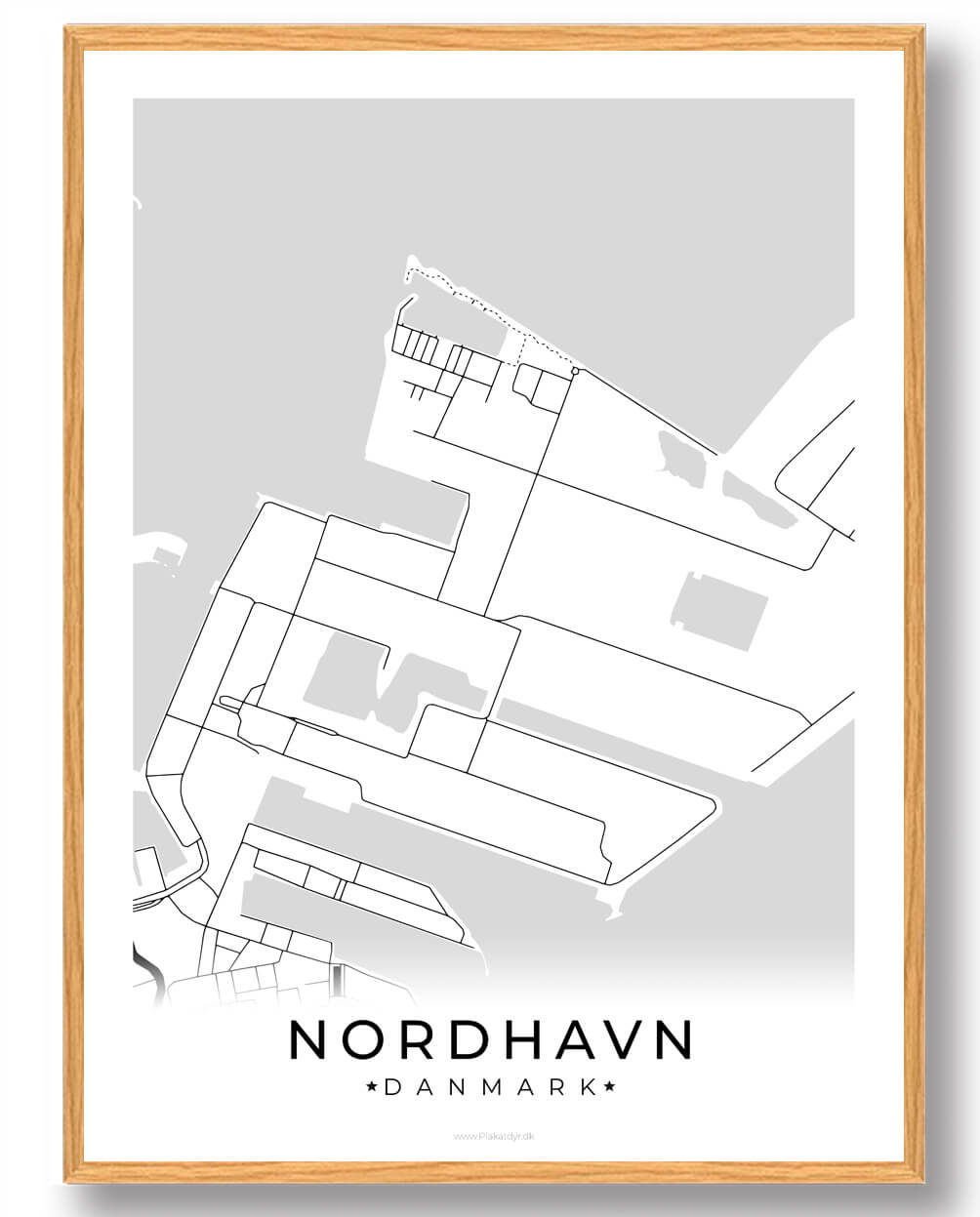 Nordhavn By Plakat - Hvid tilbud hos Plakatdyr.dk