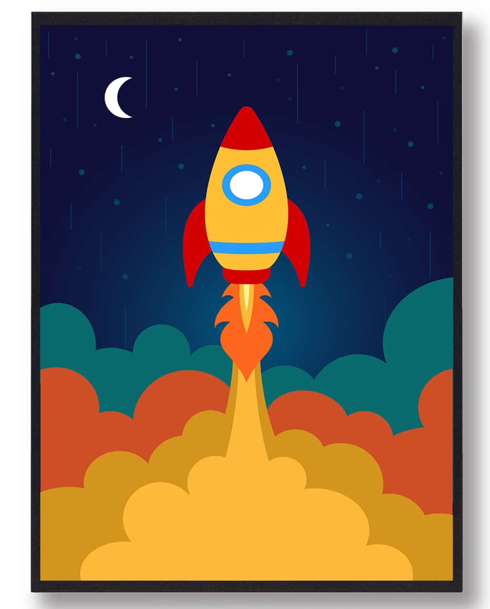 Orange Rumraket Plakat - Fantastisk Rummet Design