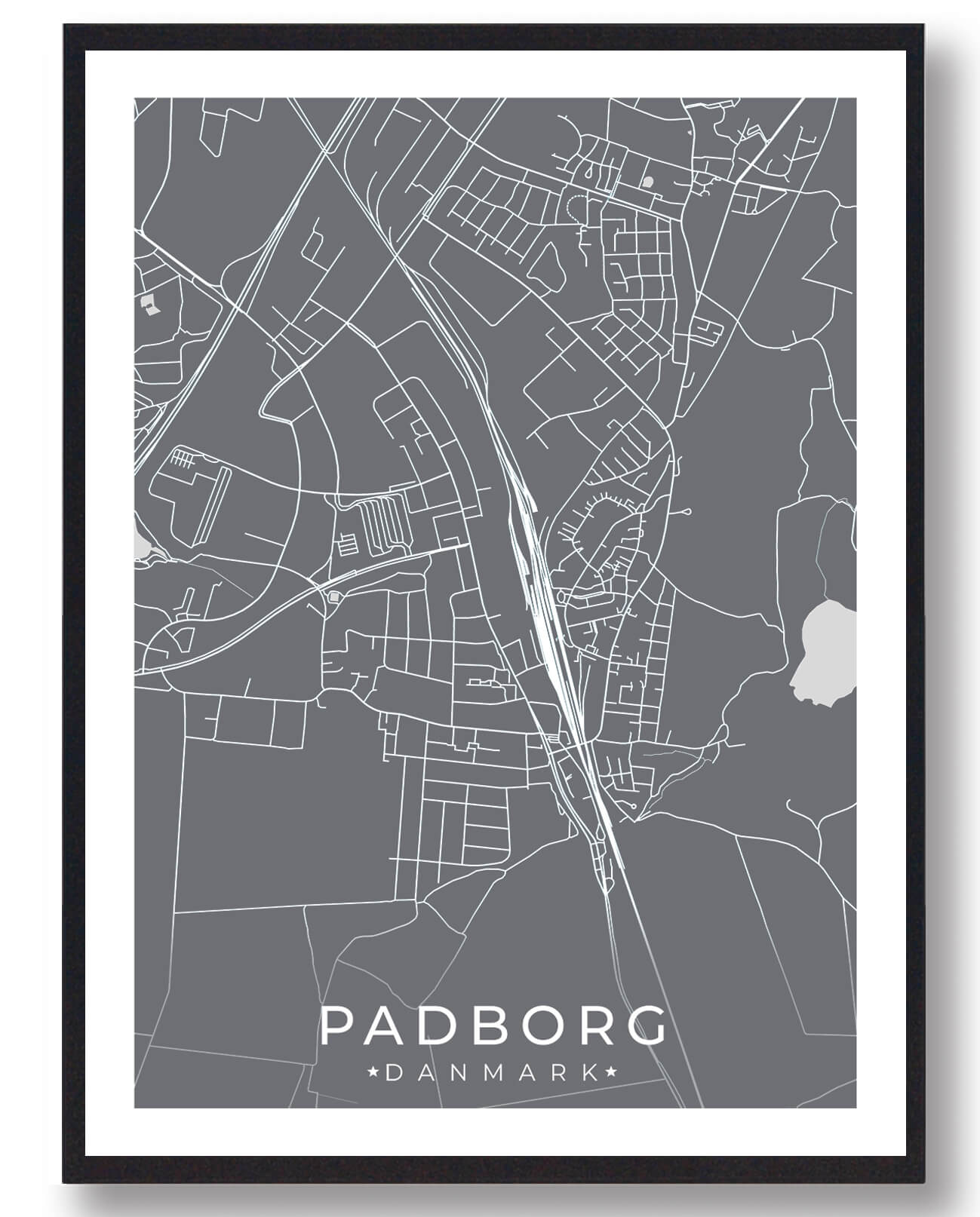Padborg By Plakat Grå