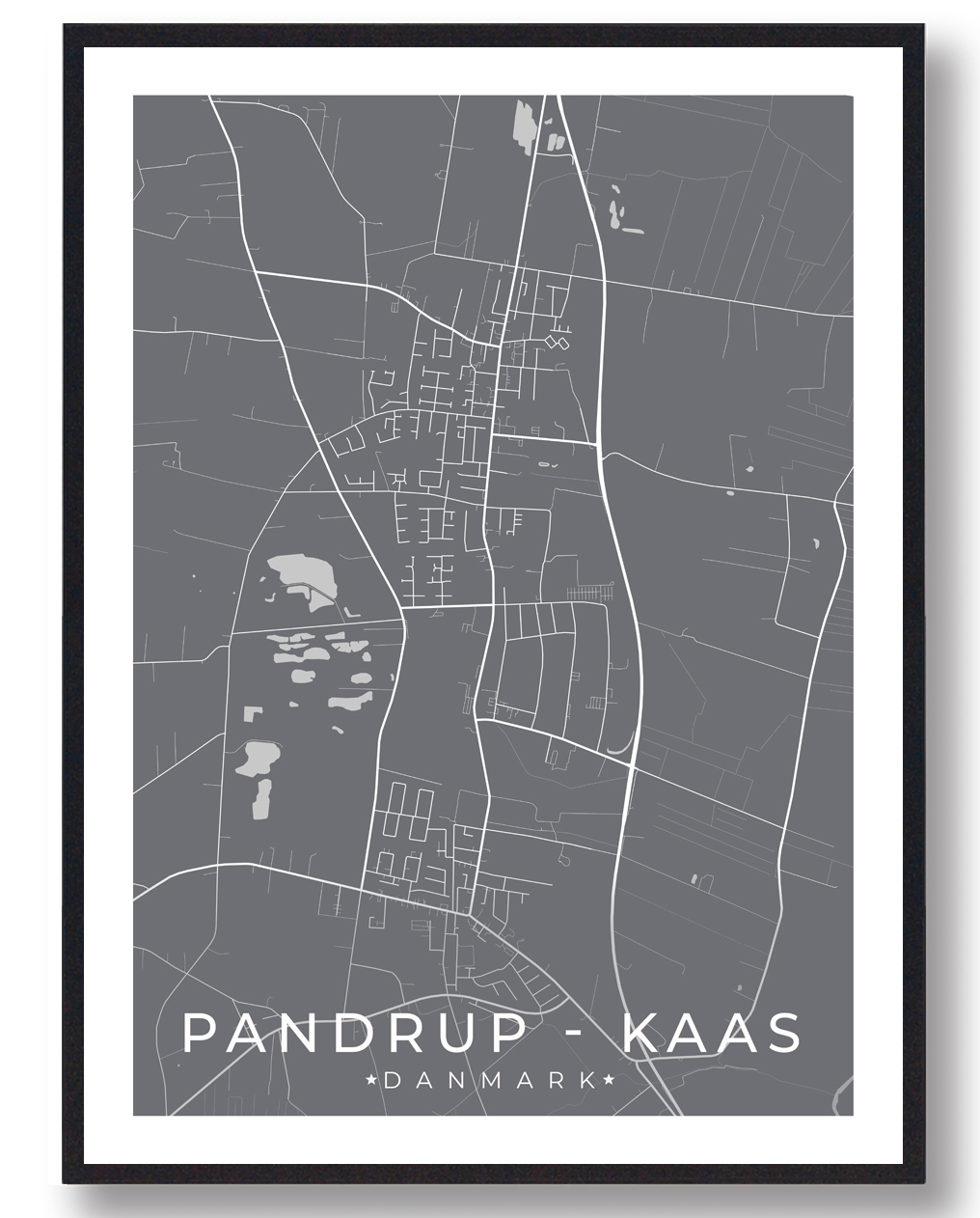 Pandrup Kaas By Plakat - Grå Design til Dit Hjem