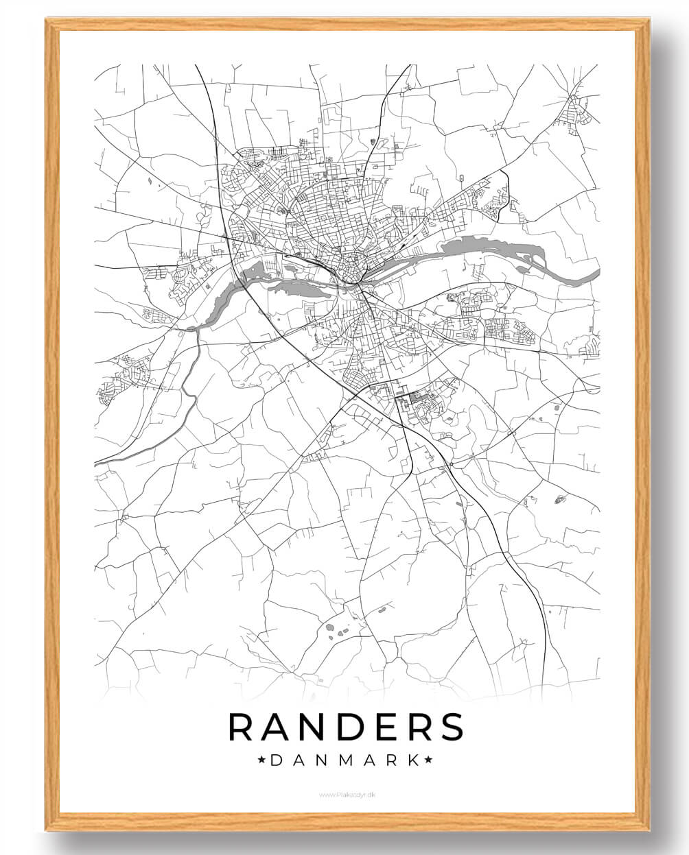Randers By Plakat - Hvid til Dit Hjem
