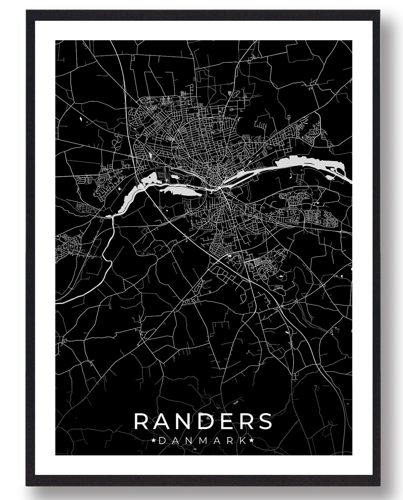 Randers By Plakat – Elegant Sort Design til Dit Hjem