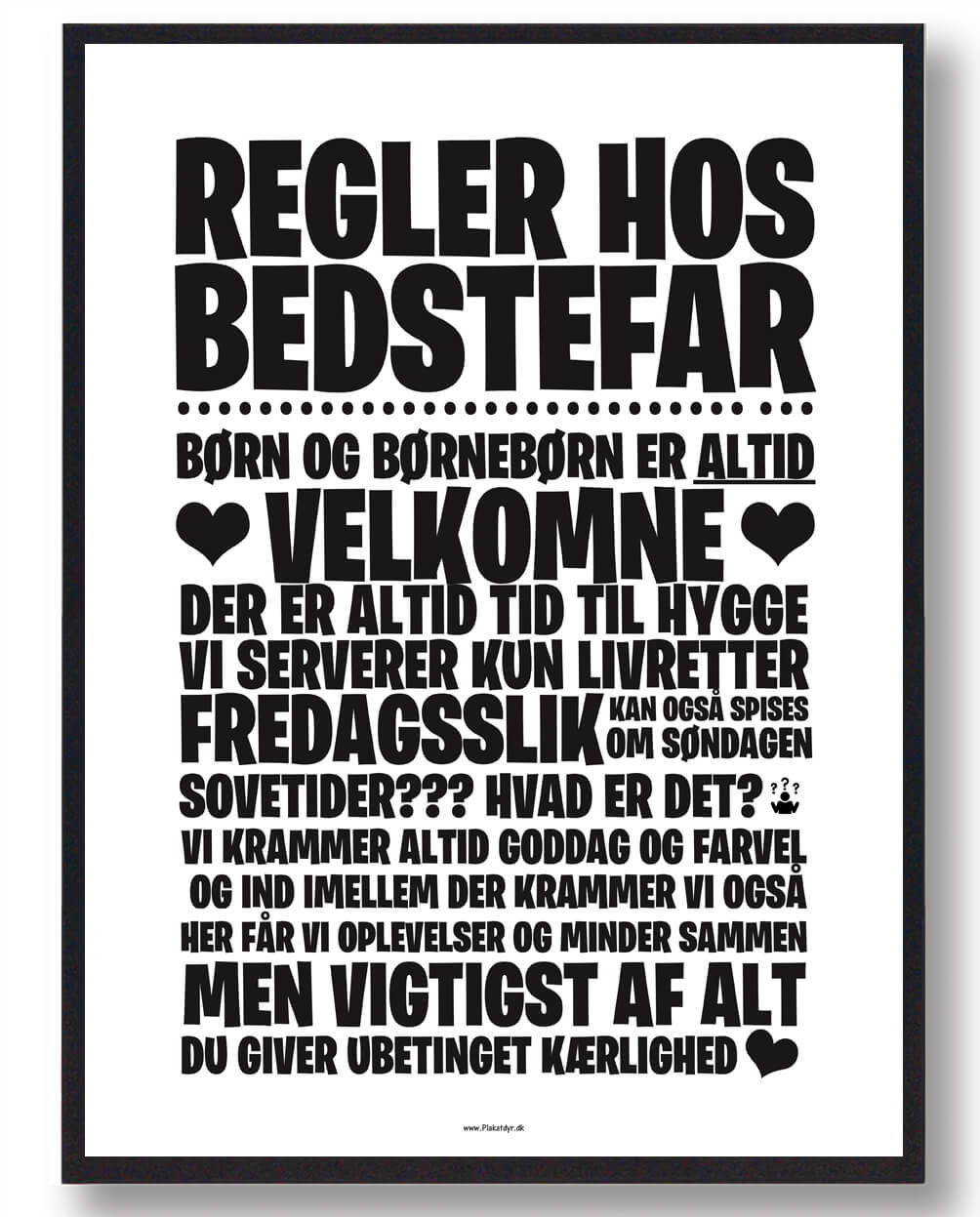 Regler Hos Bedstefar Plakat til Hygge og Sjov