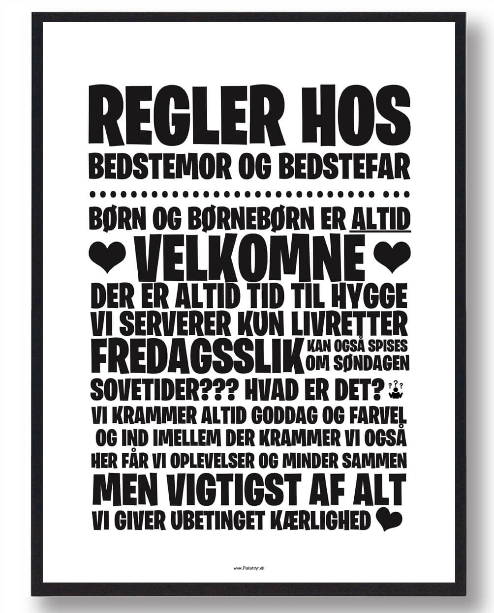 Regler for Bedsteforældre - Plakat til Hygge Hjemme
