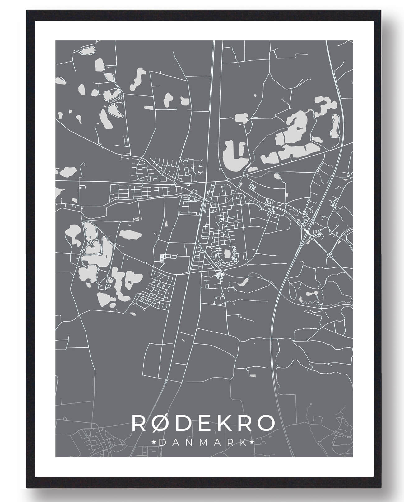 Rødekro By Plakat Grå
