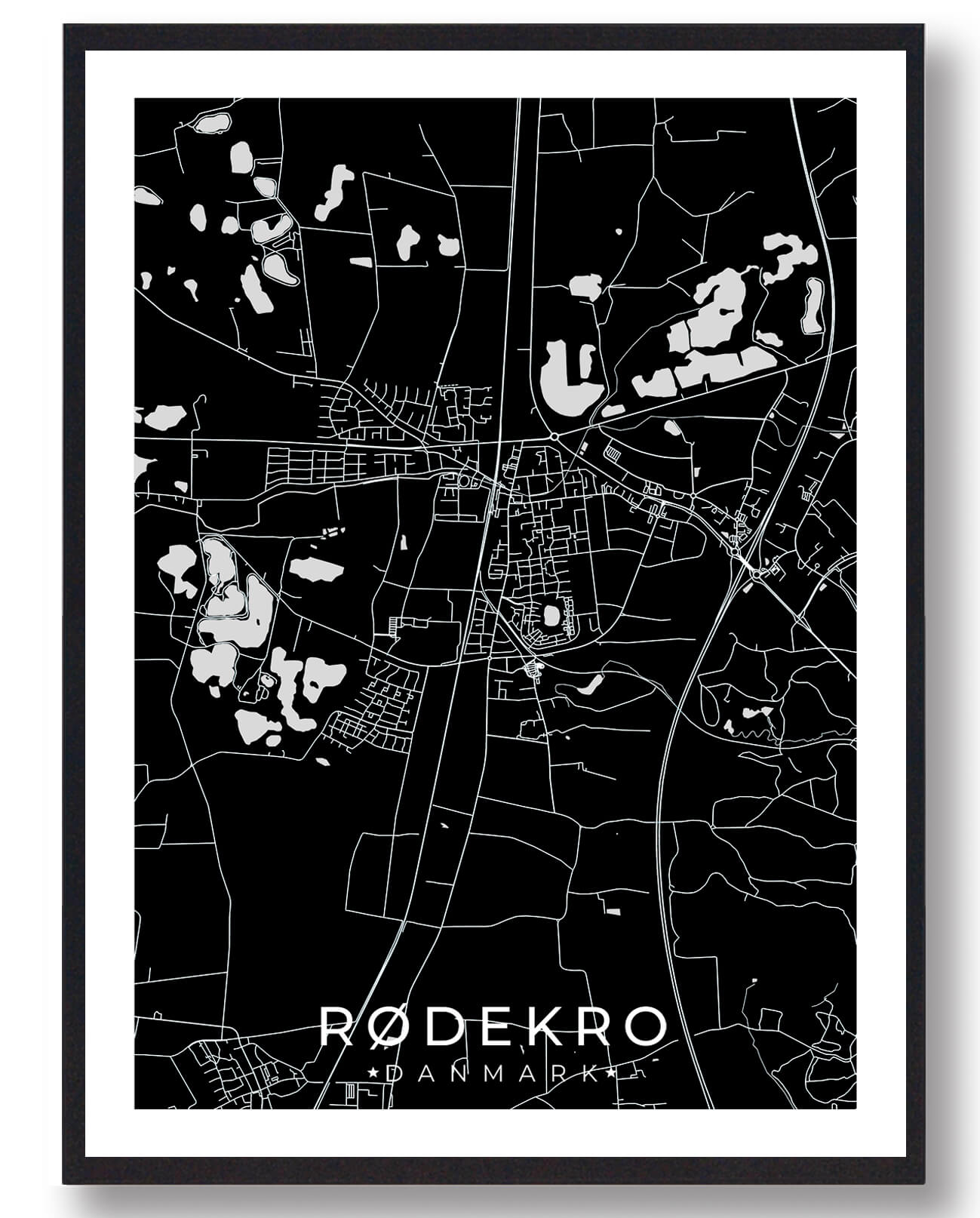 Rødekro By Plakat Sort