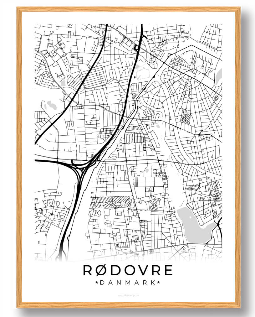 Rødovre By Plakat i Hvid - Køb nu hos Plakatdyr.dk!