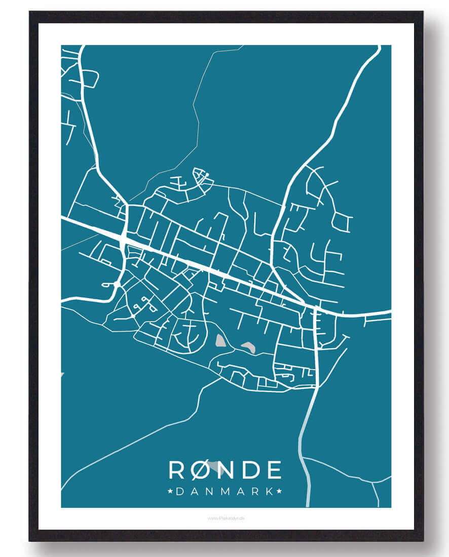 Rønde By Plakat i Blå – Fantastisk Udsalg!