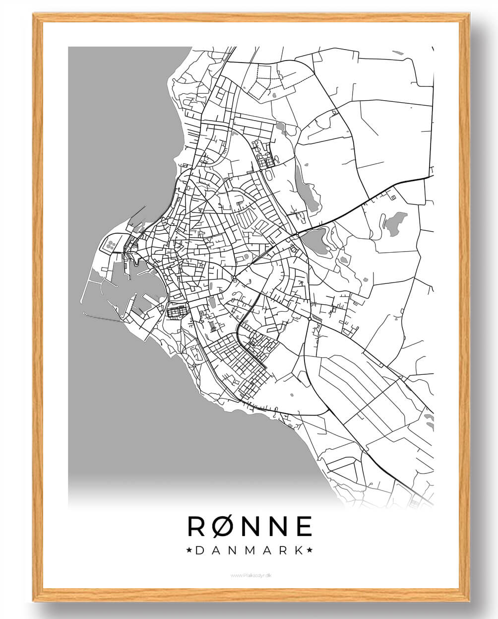 Rønne Plakat i Hvid – Perfekt til Bornholm-elskere!