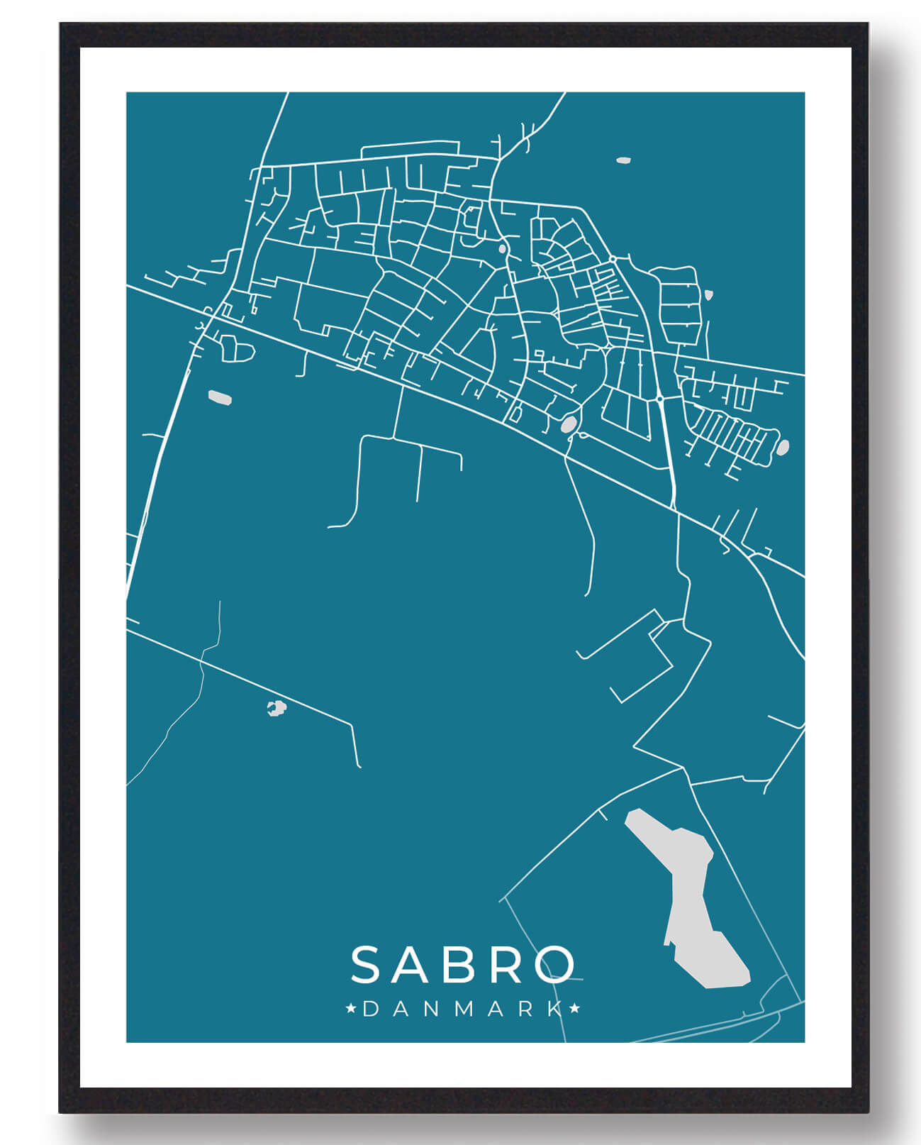 Sabro By Plakat - Blå fra Plakatdyr.dk