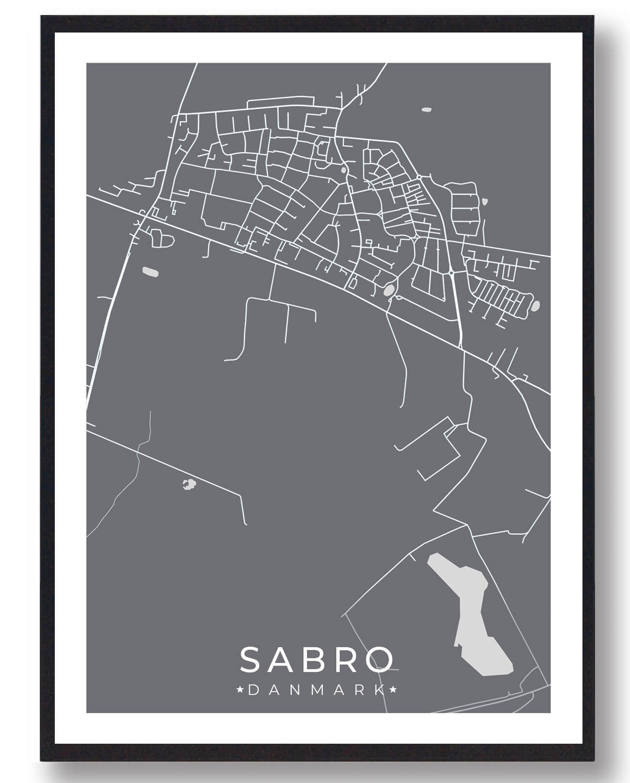 Sabro By Plakat - Grå til Fantastisk Pris!