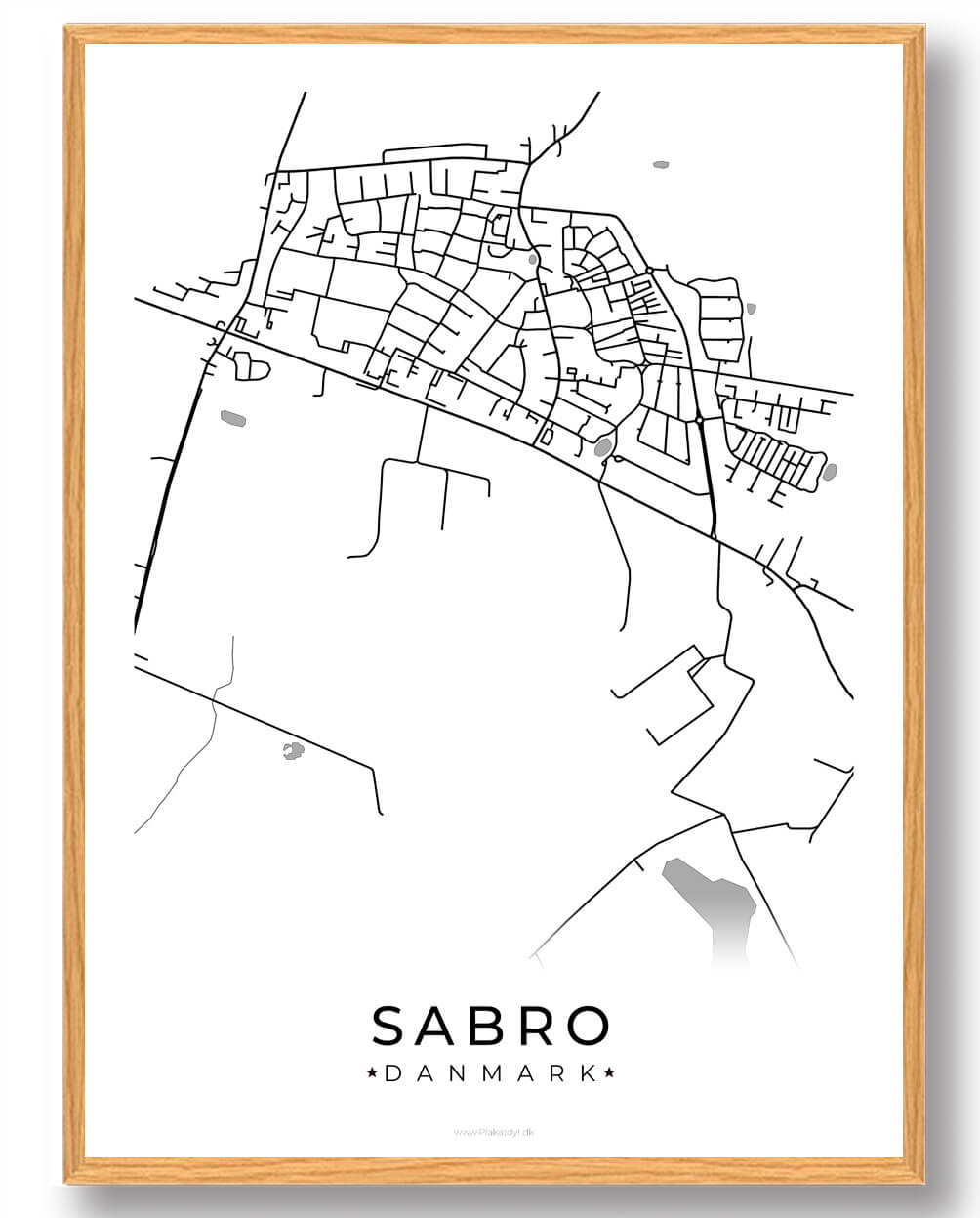 Sabro By Plakat - Hvid fra Plakatdyr.dk
