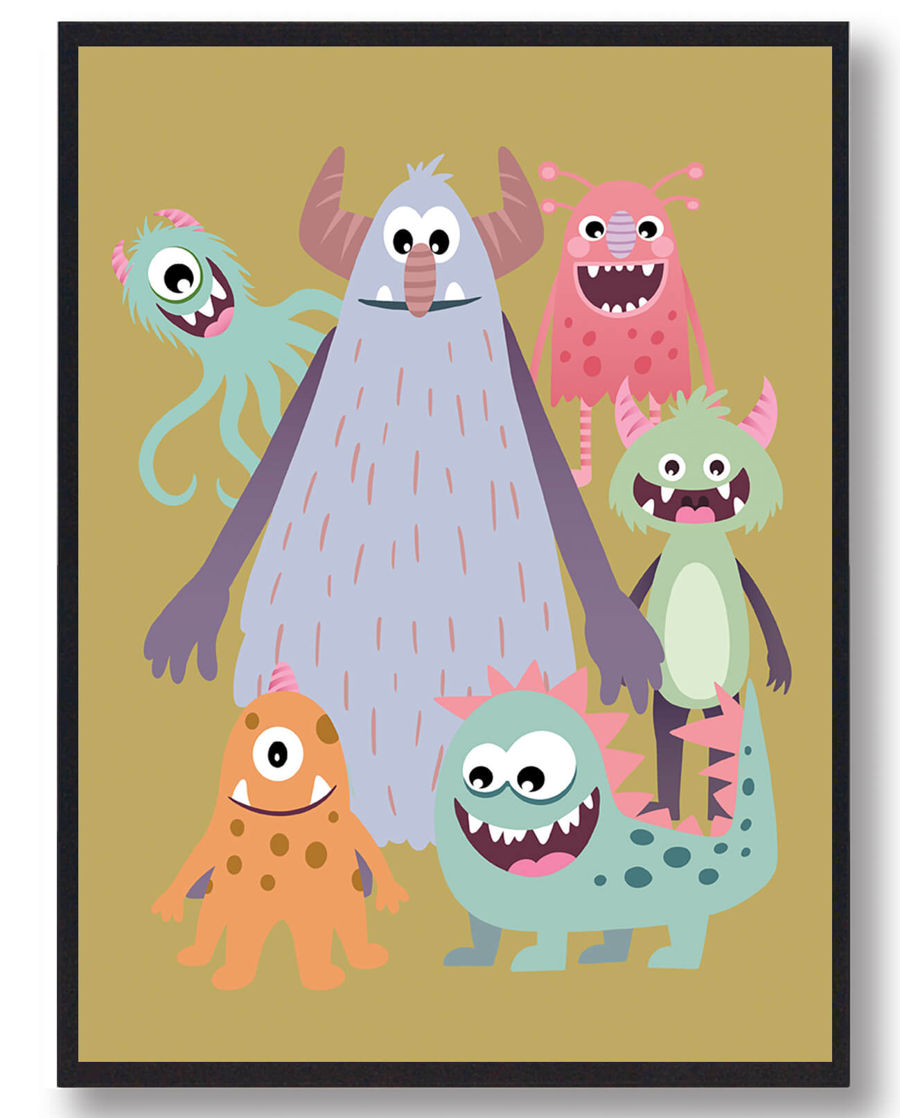 Samlet Monsterplakat - Farverig Plakat til Børneværelset
