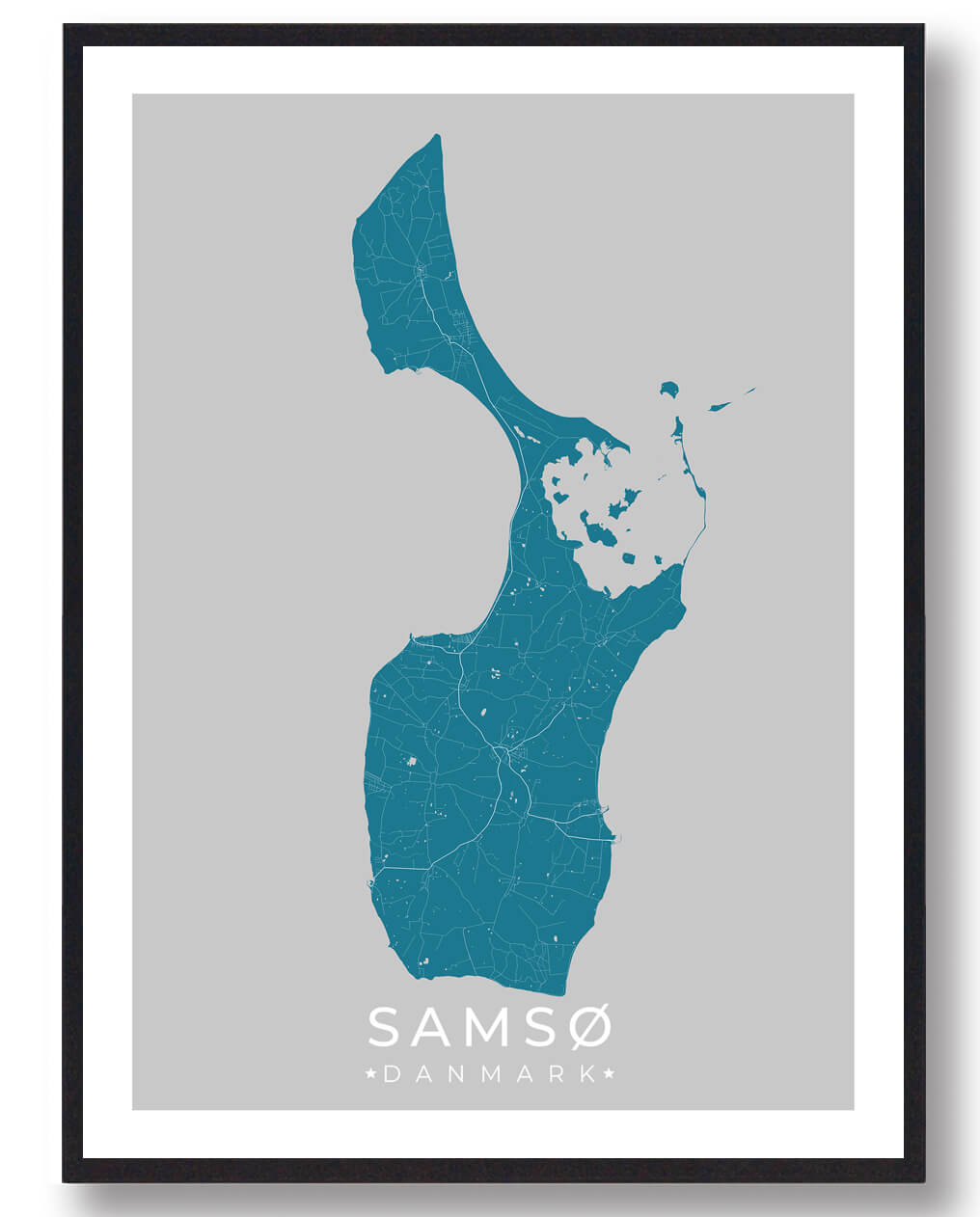 Samsø Plakat i Blå – Unik Kunst til Dit Hjem