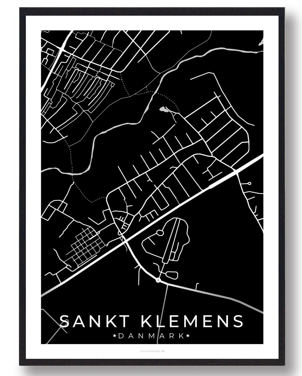 Sankt Klemens By Plakat - Sort Design til Dit Hjem