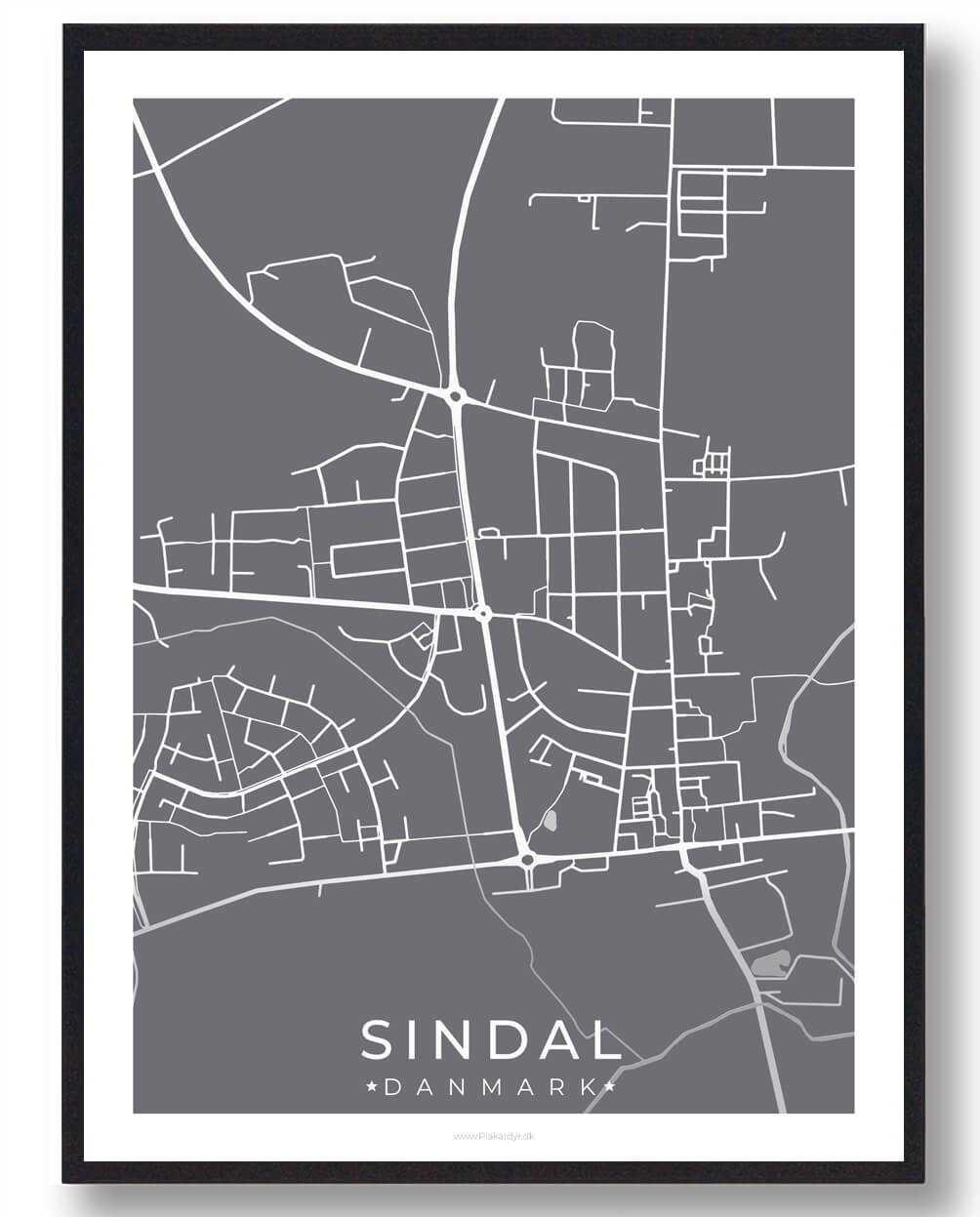 Sindal By Plakat - Grå til Fantastisk Pris!