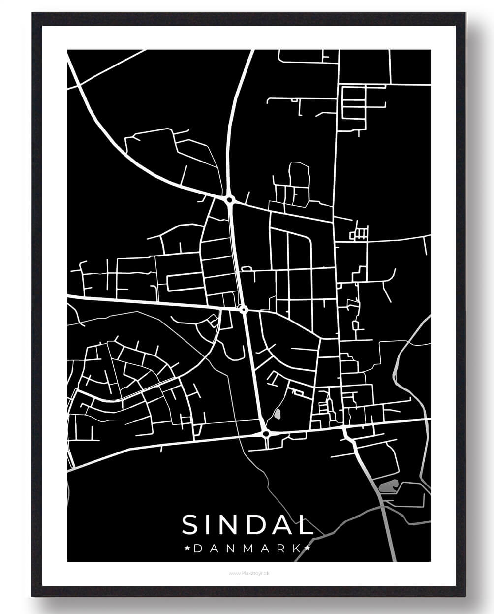Sindal By Plakat - Sort Tilbud hos Plakatdyr.dk