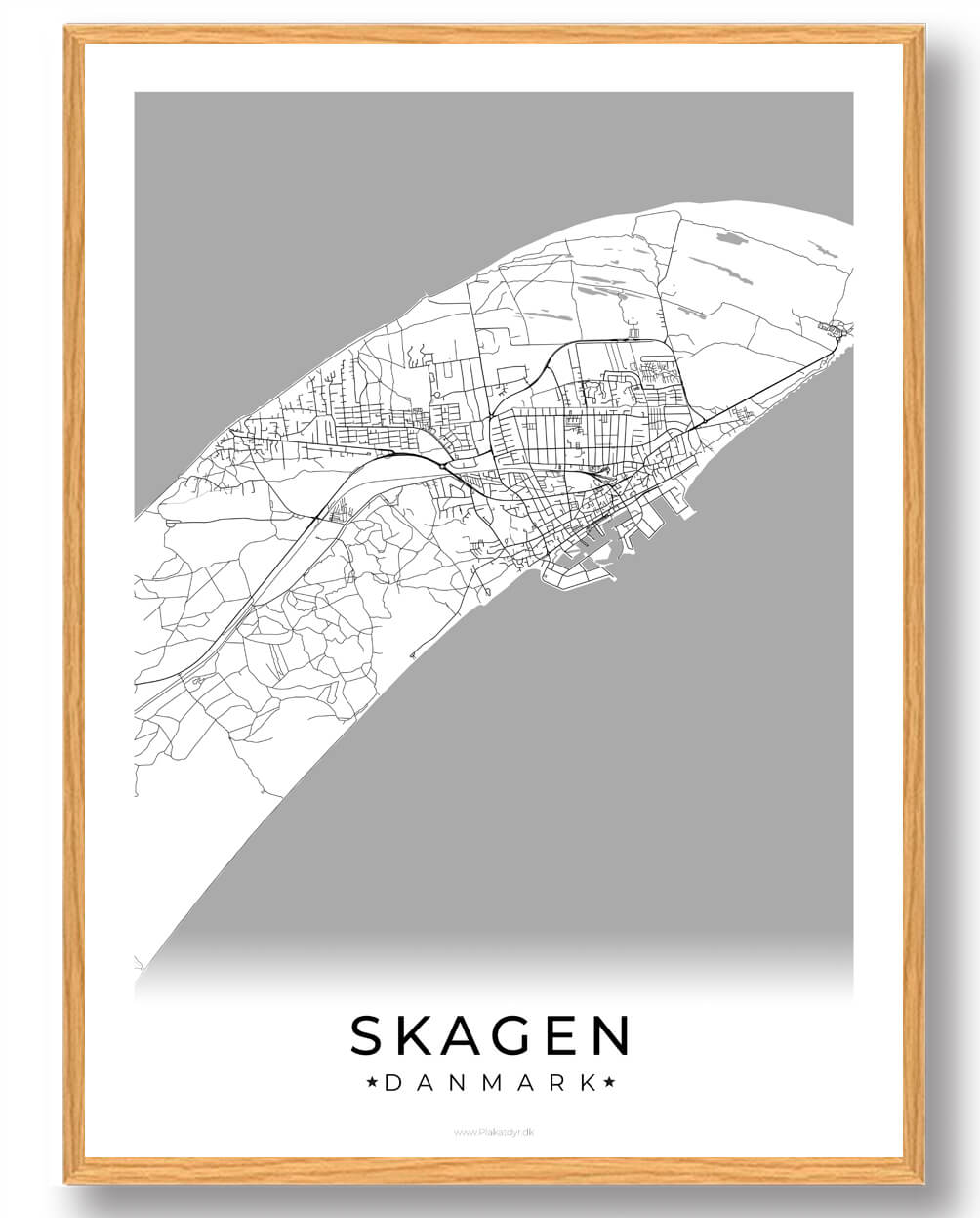 Skagen By Plakat - Hvid Kunstplakat til Dit Hjem