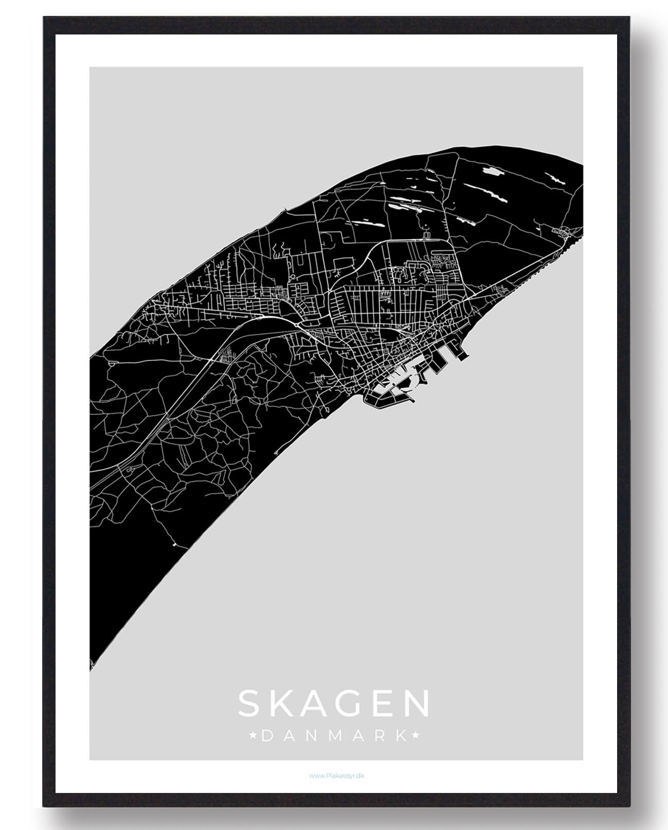 Skagen By Plakat - Sort Kunstværk til Dit Hjem