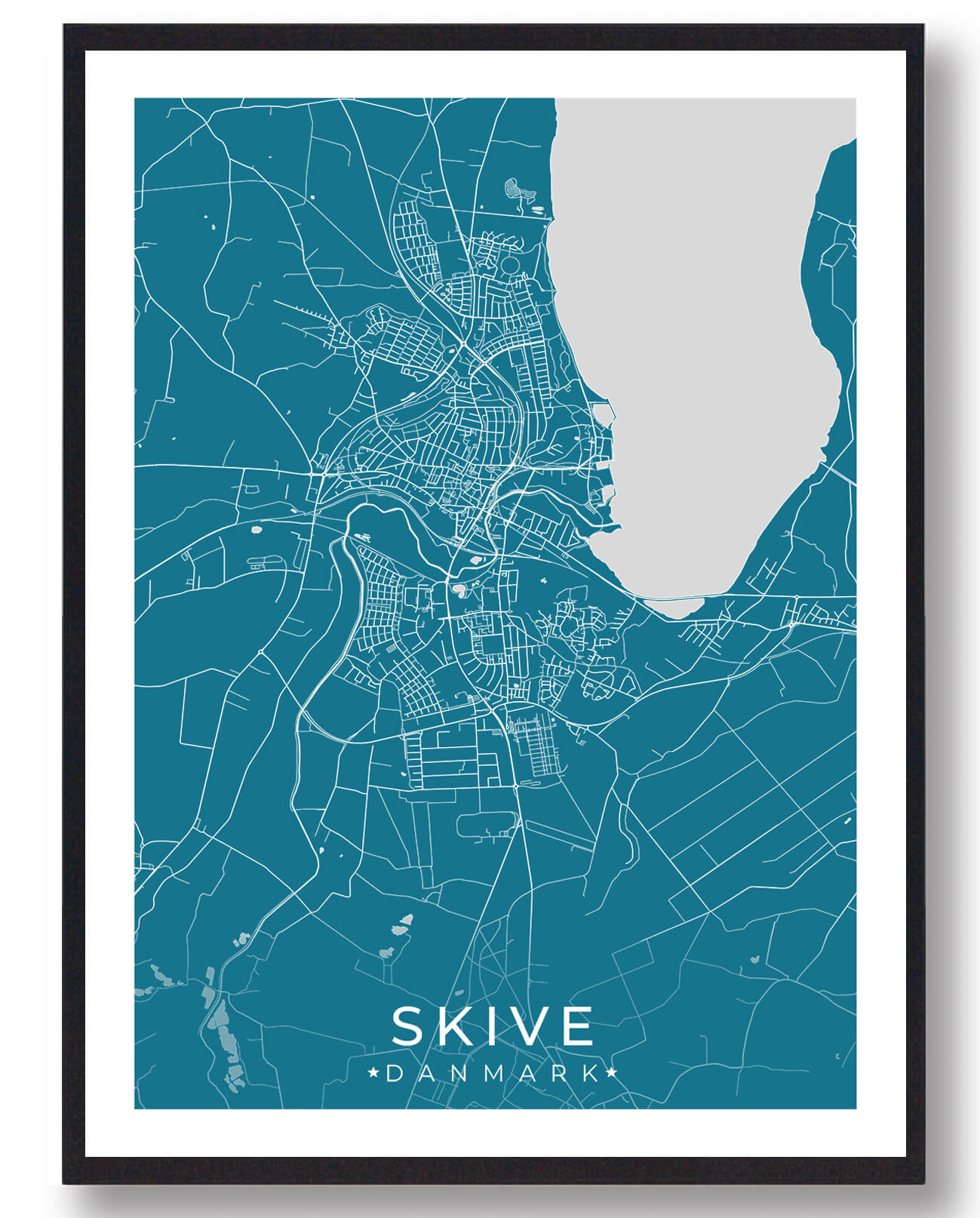 Skive By Plakat - Elegant Blå Dekoration til Hjemmet
