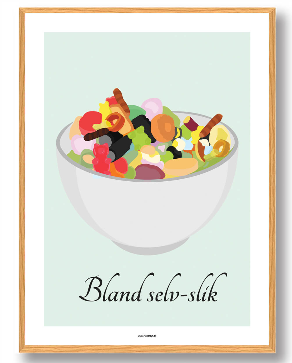 Slikskål med Bland Selv-slik - Plakat til Slikelskere