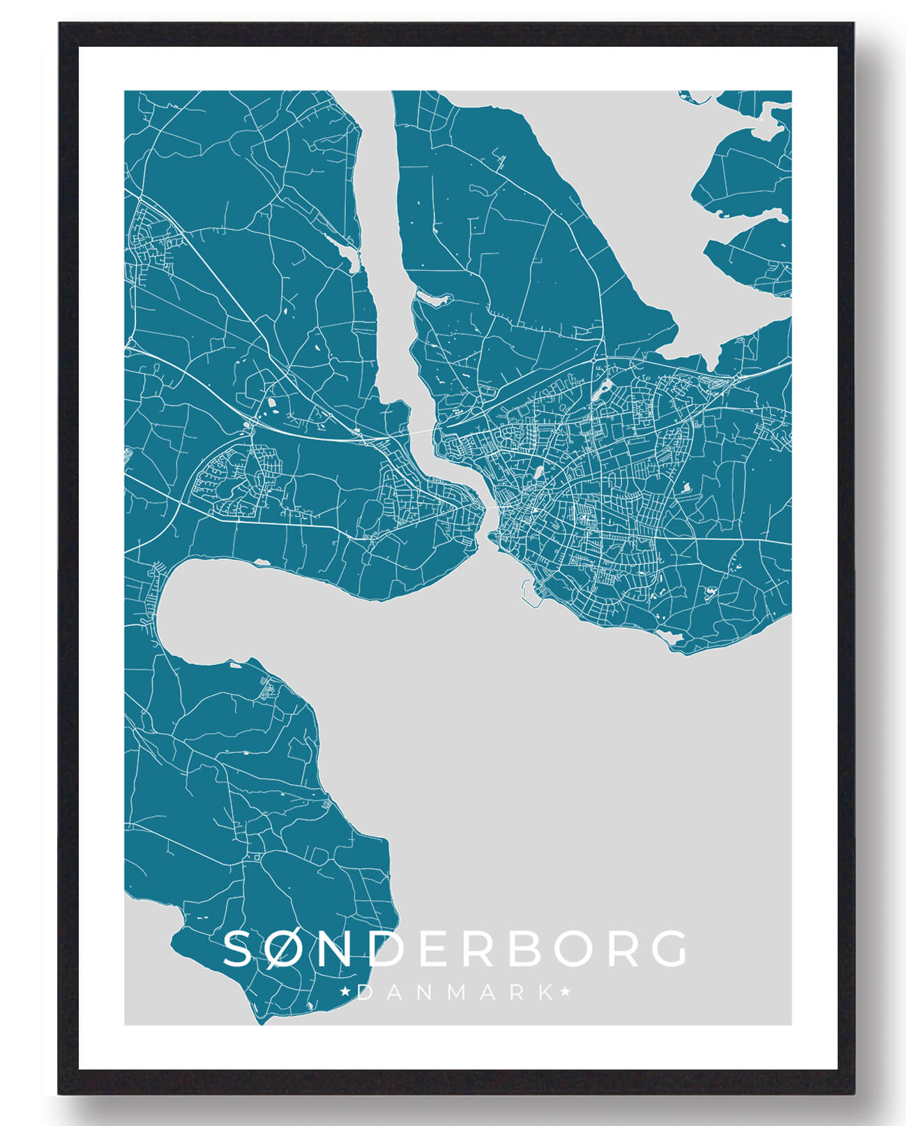 Sønderborg By Plakat - Blå Vægdekoration til Dit Hjem!